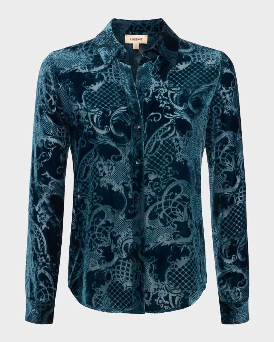 Laurent Burnout Velvet Blouse